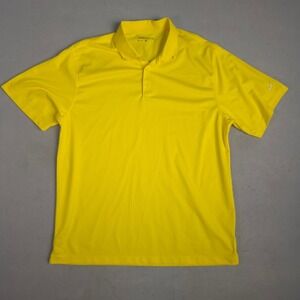Nike Golf Dri Fit Yellow Polo Shirt Mens XL Short Sleeve Athletic Performance